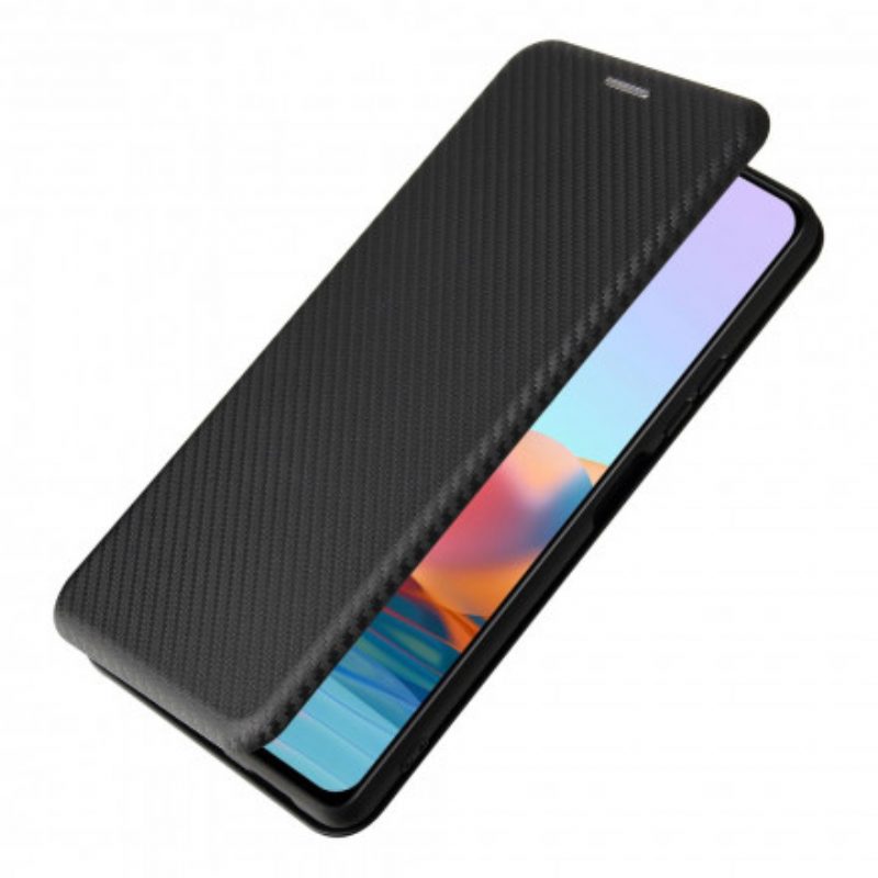 Folio Cover Xiaomi Redmi Note 10 Pro Custodia in pelle Fibra Di Carbonio Con Anello Di Supporto