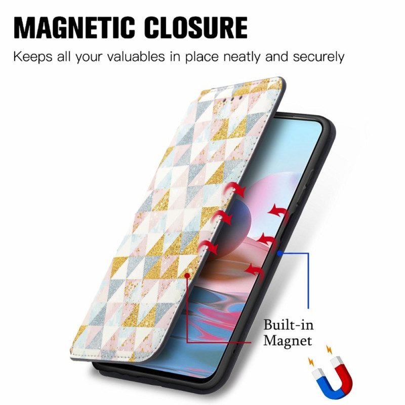 Folio Cover Xiaomi Redmi Note 10 Pro Custodia in pelle Progettazione Caseneo Rfid