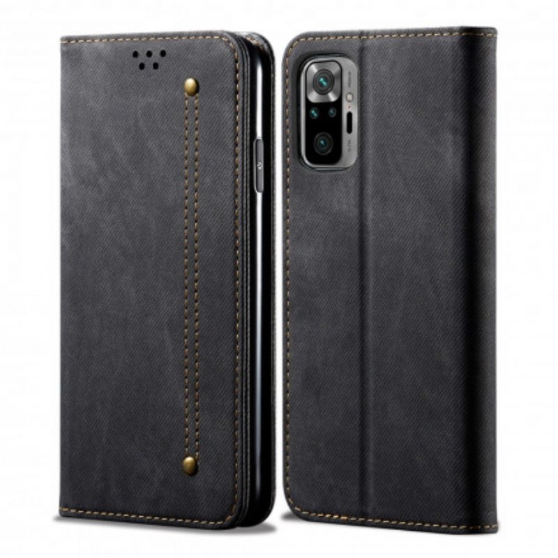 Folio Cover Xiaomi Redmi Note 10 Pro Custodia in pelle Tessuto Denim