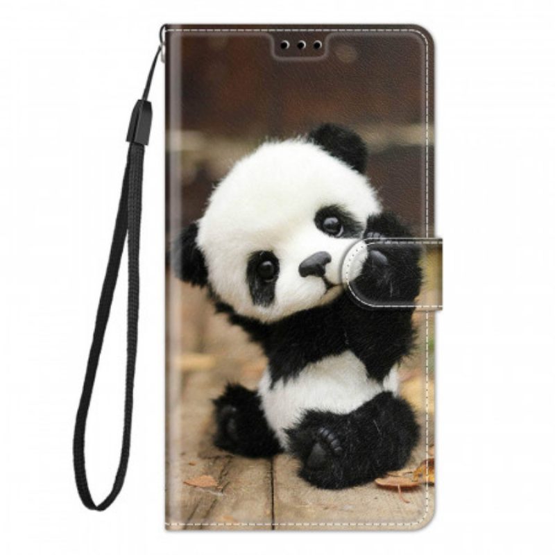 Folio Cover Xiaomi Redmi Note 10 Pro Piccolo Panda Con Cinturino