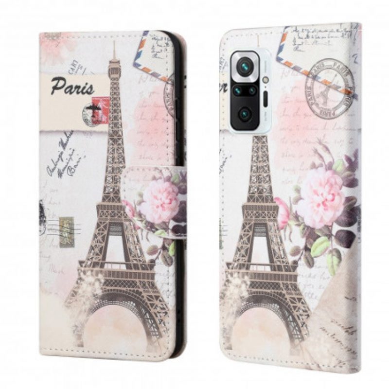 Folio Cover Xiaomi Redmi Note 10 Pro Retrò Torre Eiffel