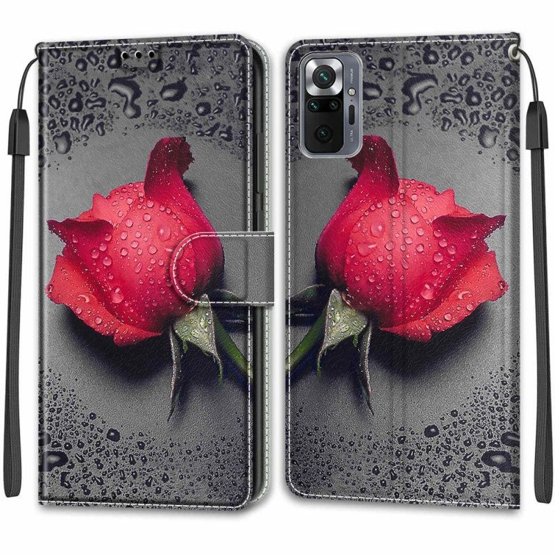 Folio Cover Xiaomi Redmi Note 10 Pro Rose Con Cordino