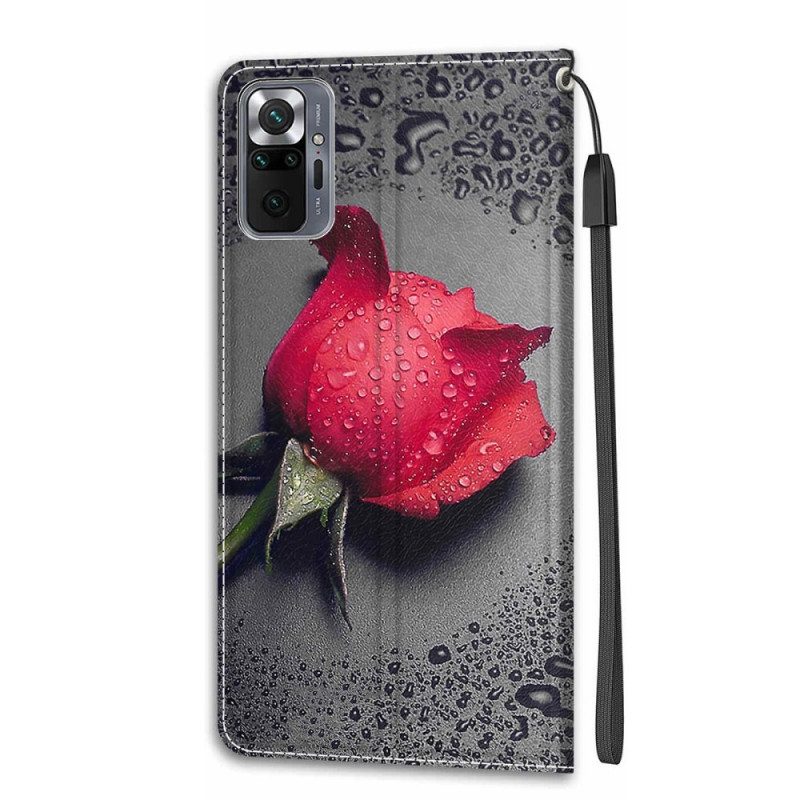 Folio Cover Xiaomi Redmi Note 10 Pro Rose Con Cordino