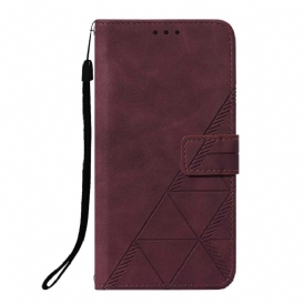 Folio Cover Xiaomi Redmi Note 10 Pro Strappy Stile Geometrico In Pelle