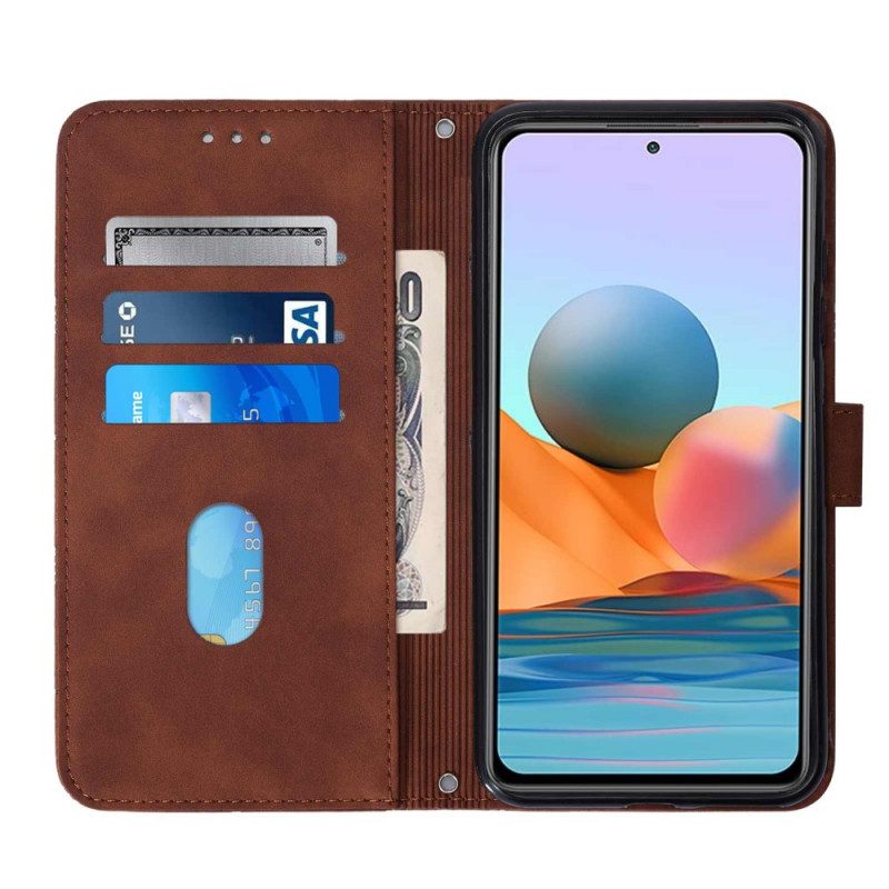 Folio Cover Xiaomi Redmi Note 10 Pro Strappy Stile Geometrico In Pelle