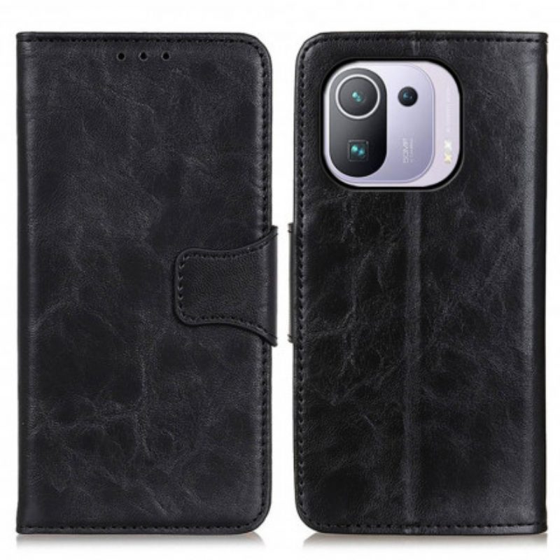 Custodia in pelle Xiaomi Mi 11 Pro Chiusura Reversibile In Pelle Crosta