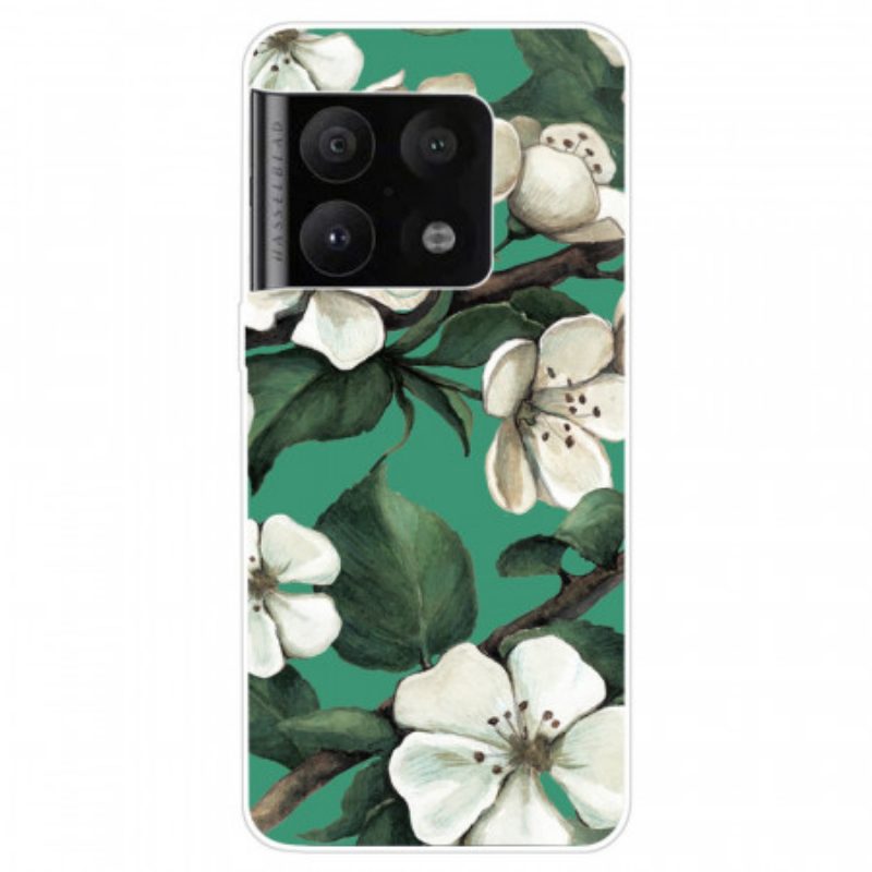 Cover OnePlus 10 Pro 5G Fiori Bianchi Dipinti