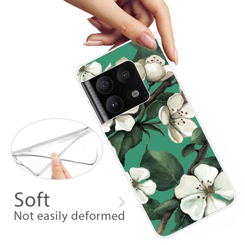 Cover OnePlus 10 Pro 5G Fiori Bianchi Dipinti