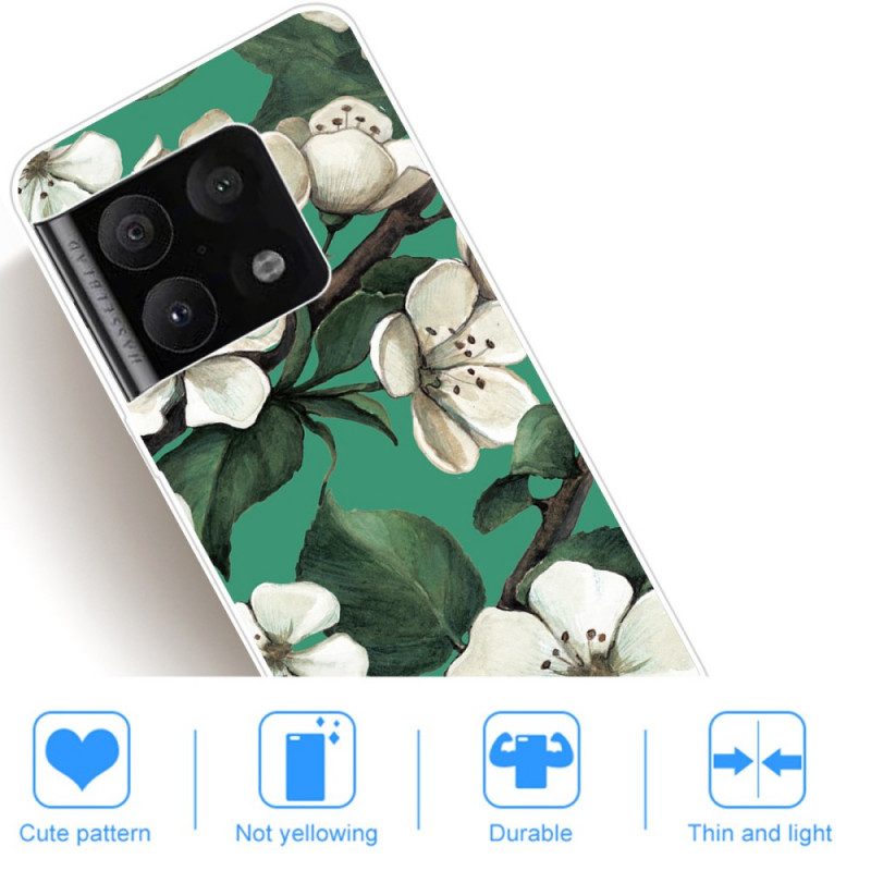 Cover OnePlus 10 Pro 5G Fiori Bianchi Dipinti