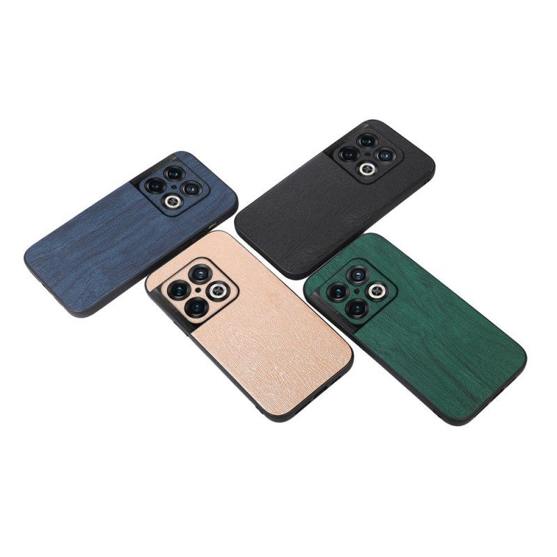 Cover OnePlus 10 Pro 5G Trama Di Legno In Ecopelle