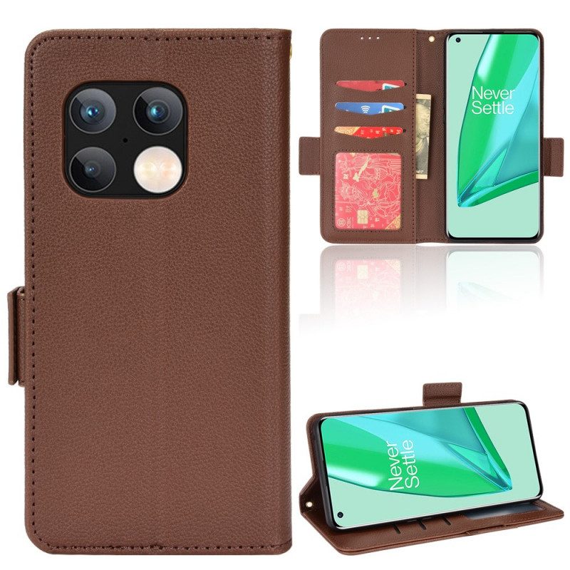 Custodia A Portafoglio OnePlus 10 Pro 5G Folio Cover Flap Doppio Litchi Nuovi Colori