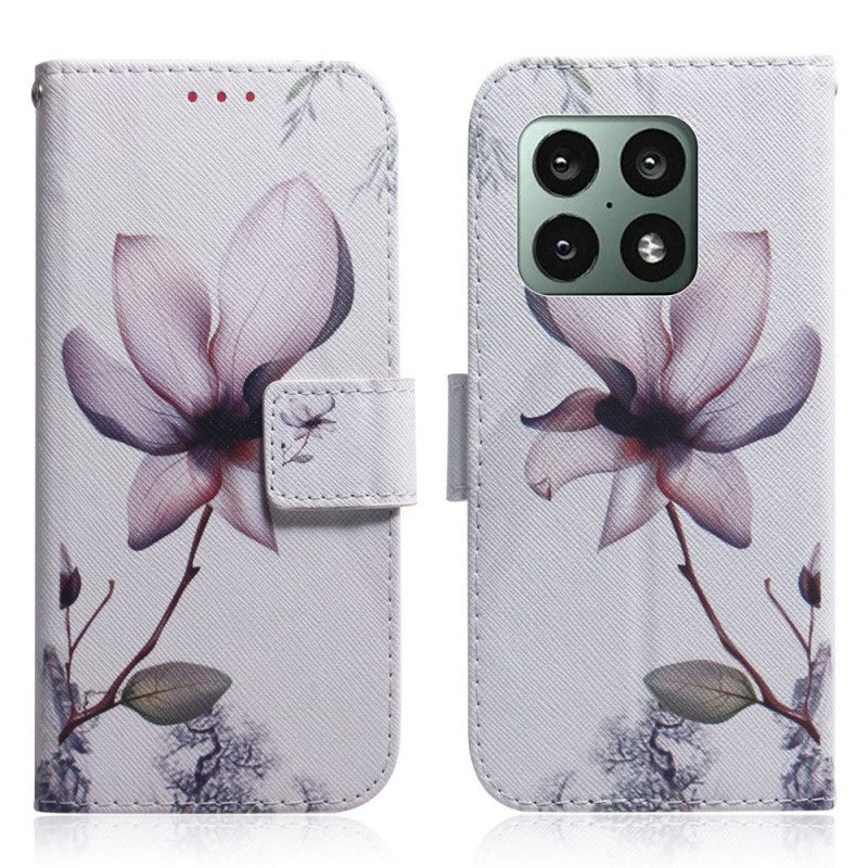 Custodia in pelle OnePlus 10 Pro 5G Fiore Rosa Polveroso