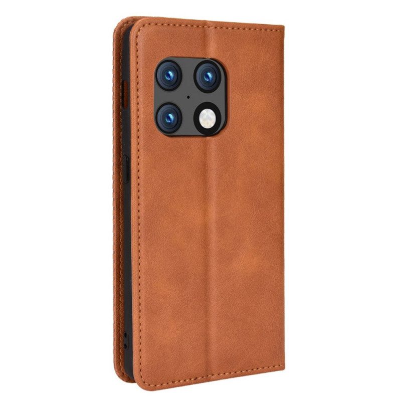 Folio Cover OnePlus 10 Pro 5G Custodia in pelle Effetto Pelle Vintage Stilizzato