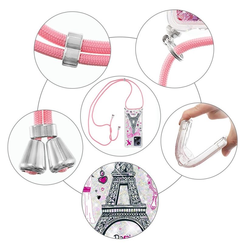 Cover Poco X5 5G Coulisse Glitterata Torre Eiffel