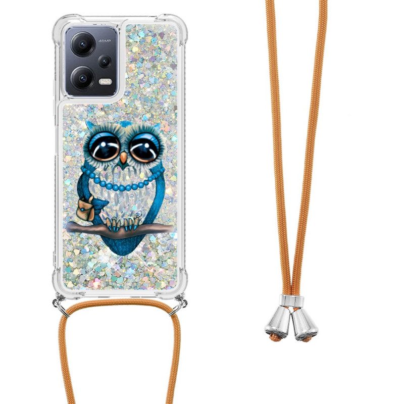 Cover Poco X5 5G Miss Owl Con Coulisse In Paillettes