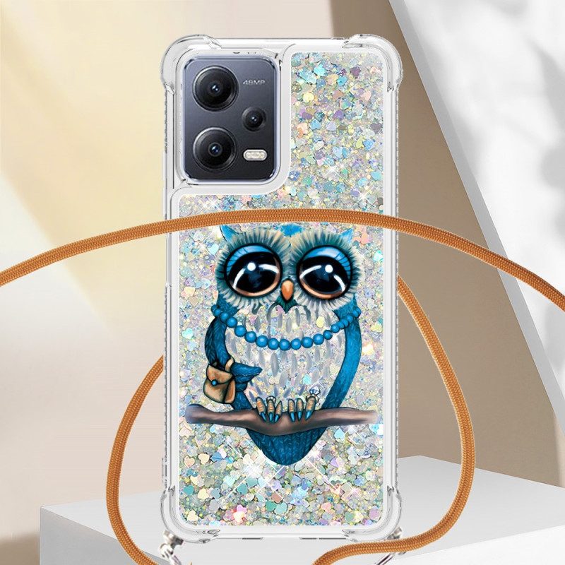 Cover Poco X5 5G Miss Owl Con Coulisse In Paillettes