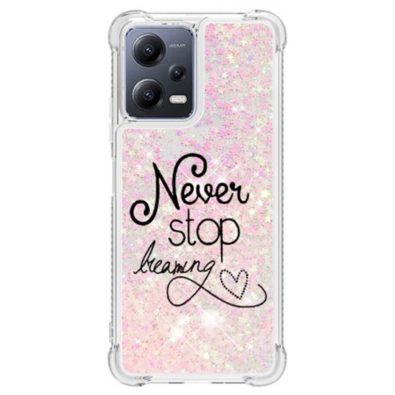 Cover Poco X5 5G Non Smettere Mai Di Sognare Paillettes