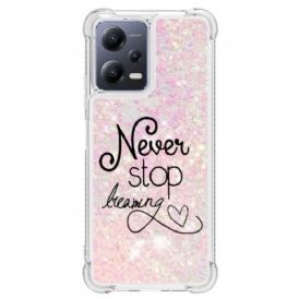 Cover Poco X5 5G Non Smettere Mai Di Sognare Paillettes