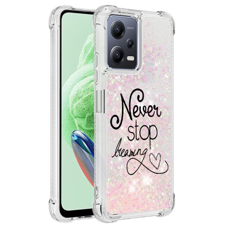 Cover Poco X5 5G Non Smettere Mai Di Sognare Paillettes