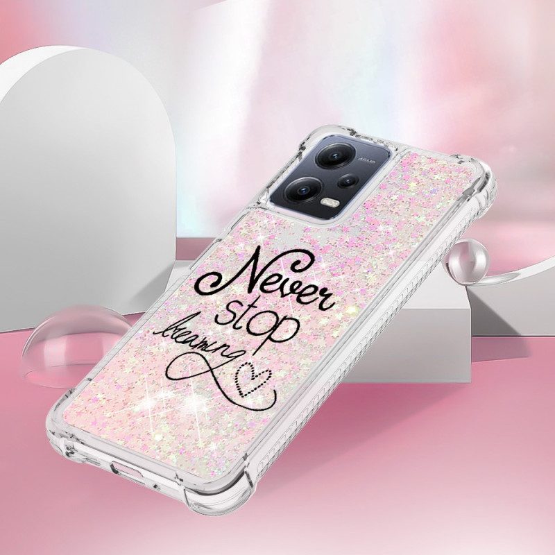 Cover Poco X5 5G Non Smettere Mai Di Sognare Paillettes