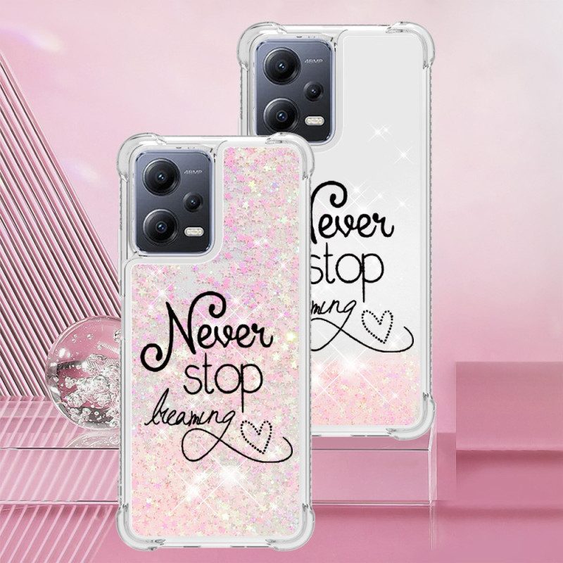 Cover Poco X5 5G Non Smettere Mai Di Sognare Paillettes