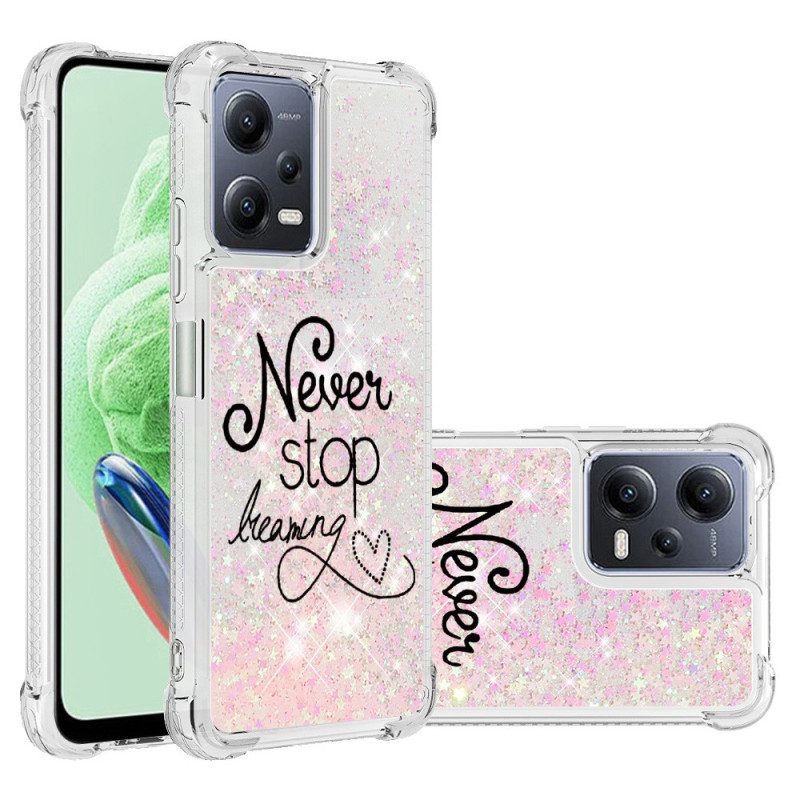 Cover Poco X5 5G Non Smettere Mai Di Sognare Paillettes