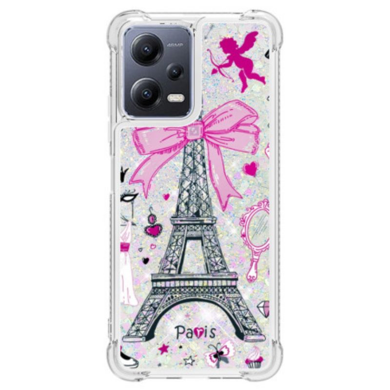 Cover Poco X5 5G Paillettes Torre Eiffel