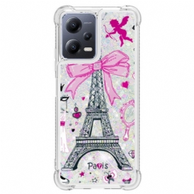 Cover Poco X5 5G Paillettes Torre Eiffel