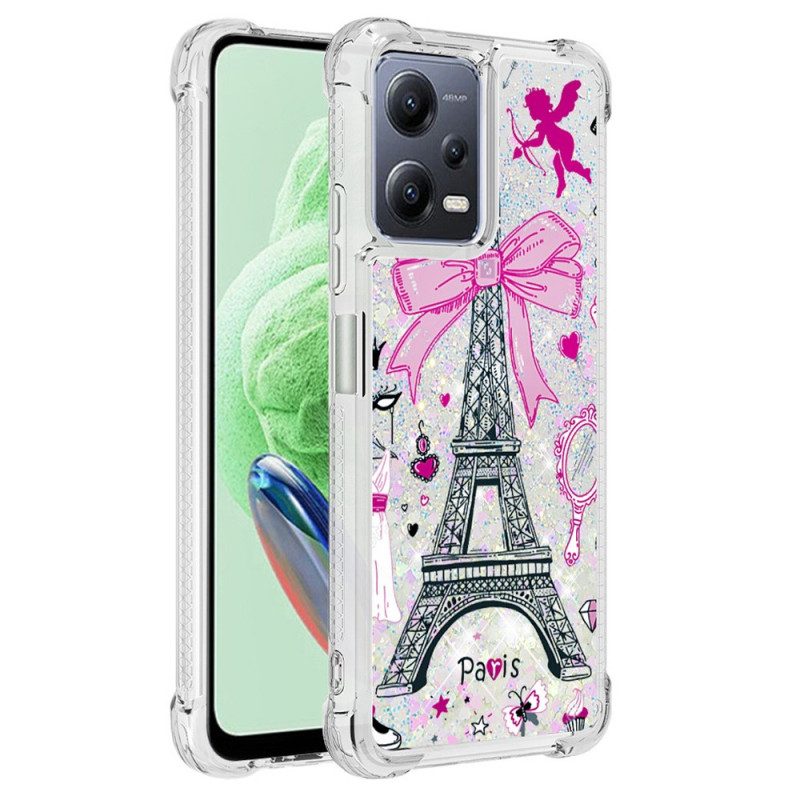 Cover Poco X5 5G Paillettes Torre Eiffel