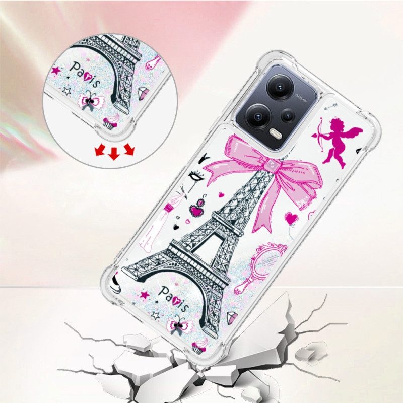 Cover Poco X5 5G Paillettes Torre Eiffel