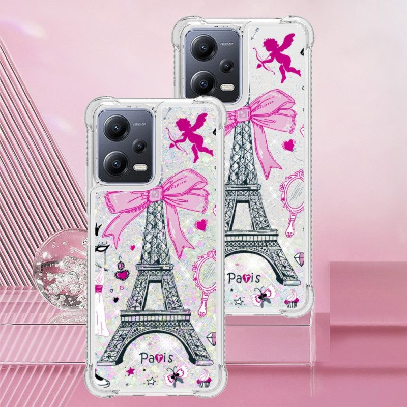 Cover Poco X5 5G Paillettes Torre Eiffel