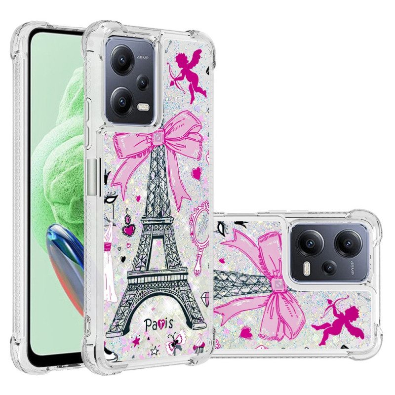 Cover Poco X5 5G Paillettes Torre Eiffel