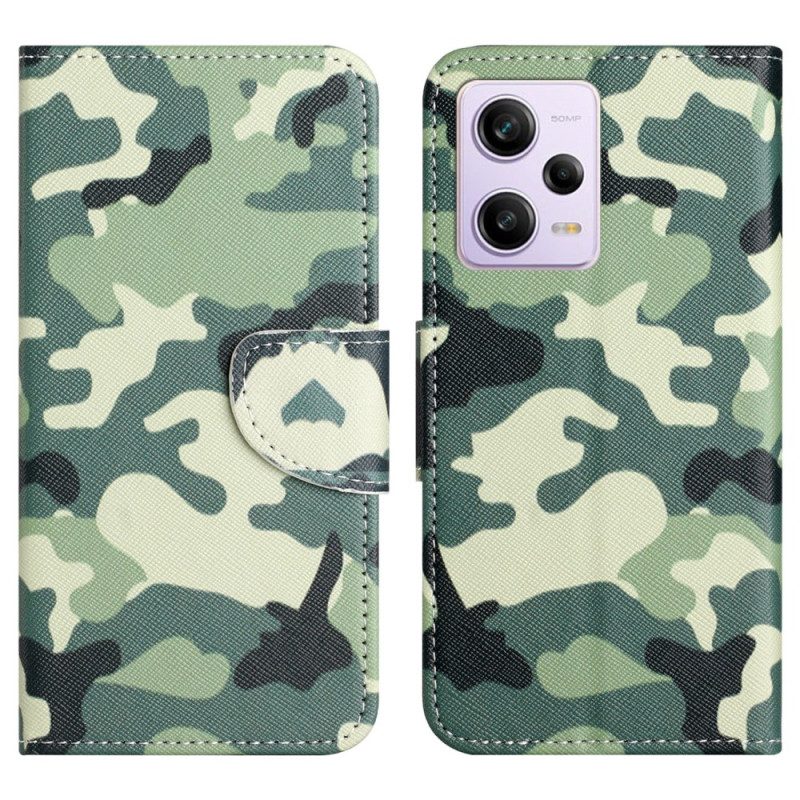 Custodia in pelle Poco X5 5G Camouflage Strappy