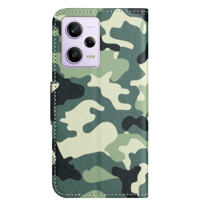 Custodia in pelle Poco X5 5G Camouflage Strappy