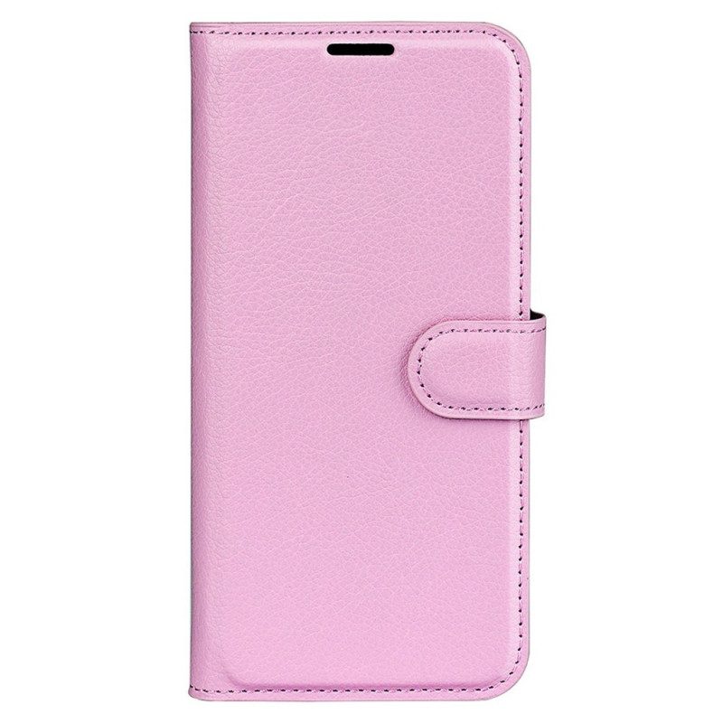 Folio Cover Poco X5 5G Classico Effetto Pelle Litchi