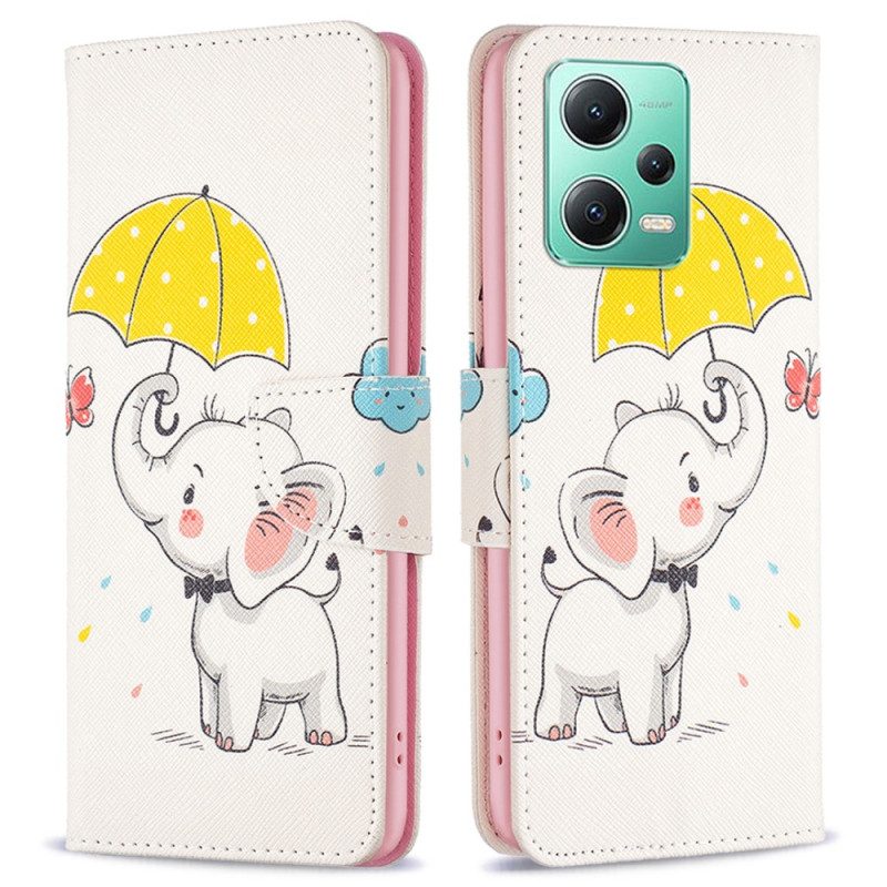 Folio Cover Poco X5 5G Elefante Sotto La Pioggia