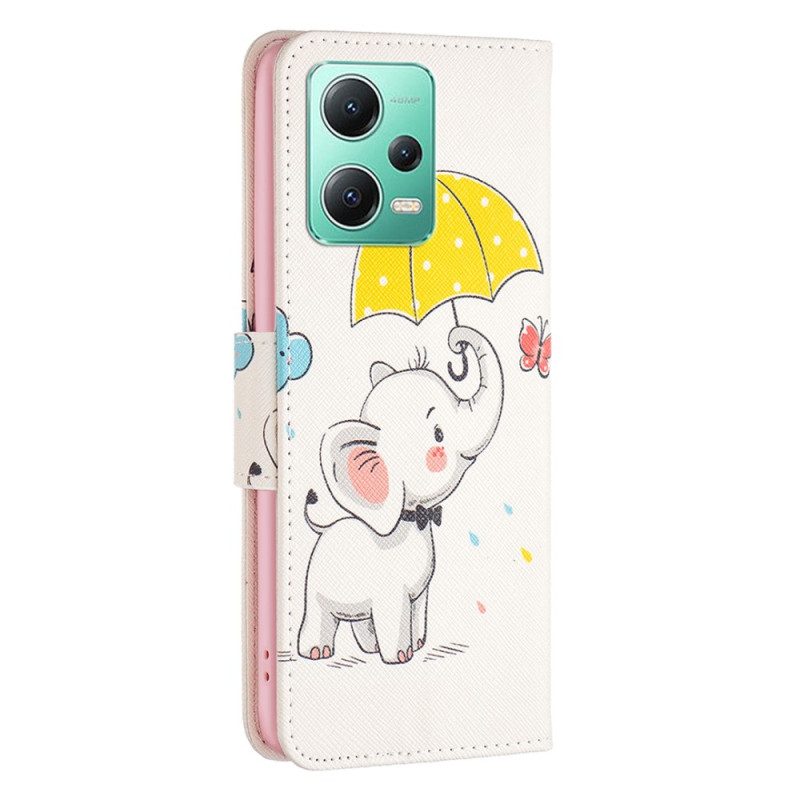 Folio Cover Poco X5 5G Elefante Sotto La Pioggia