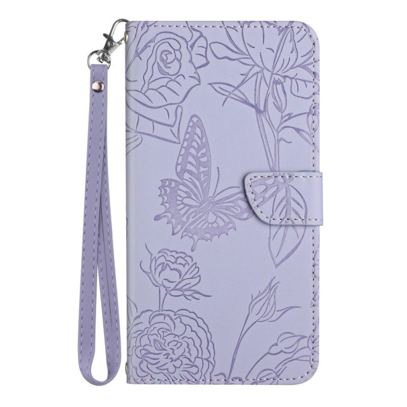 Folio Cover Poco X5 5G Farfalle E Cordino