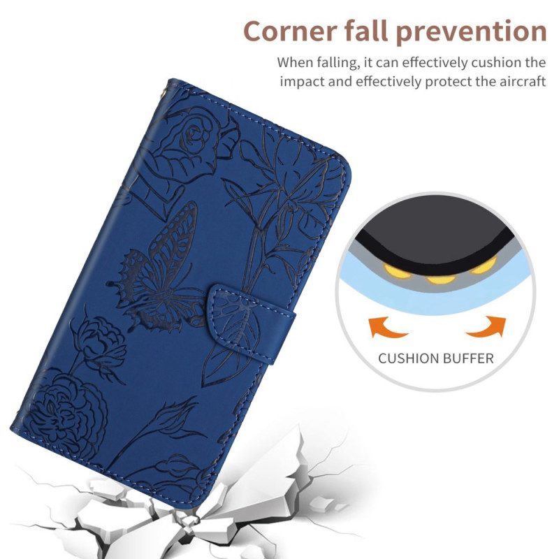 Folio Cover Poco X5 5G Farfalle E Cordino