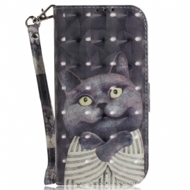 Folio Cover Poco X5 5G Gatto Grigio Con Cinturino