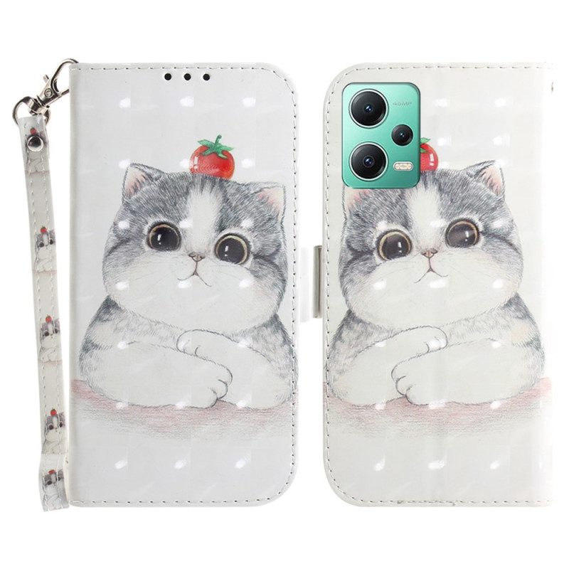 Folio Cover Poco X5 5G Gatto Grigio Con Cinturino