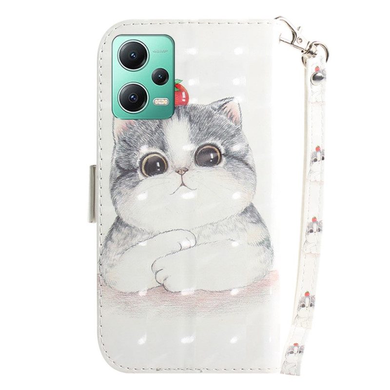 Folio Cover Poco X5 5G Gatto Grigio Con Cinturino