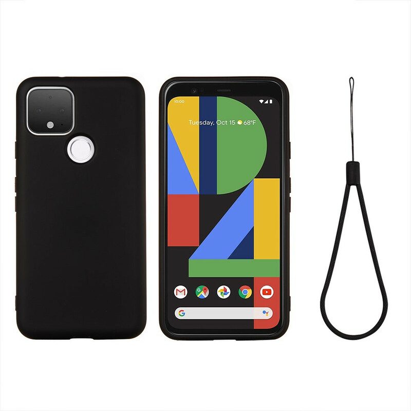 Cover Google Pixel 4A 5G Design In Silicone Liquido Con Cordino