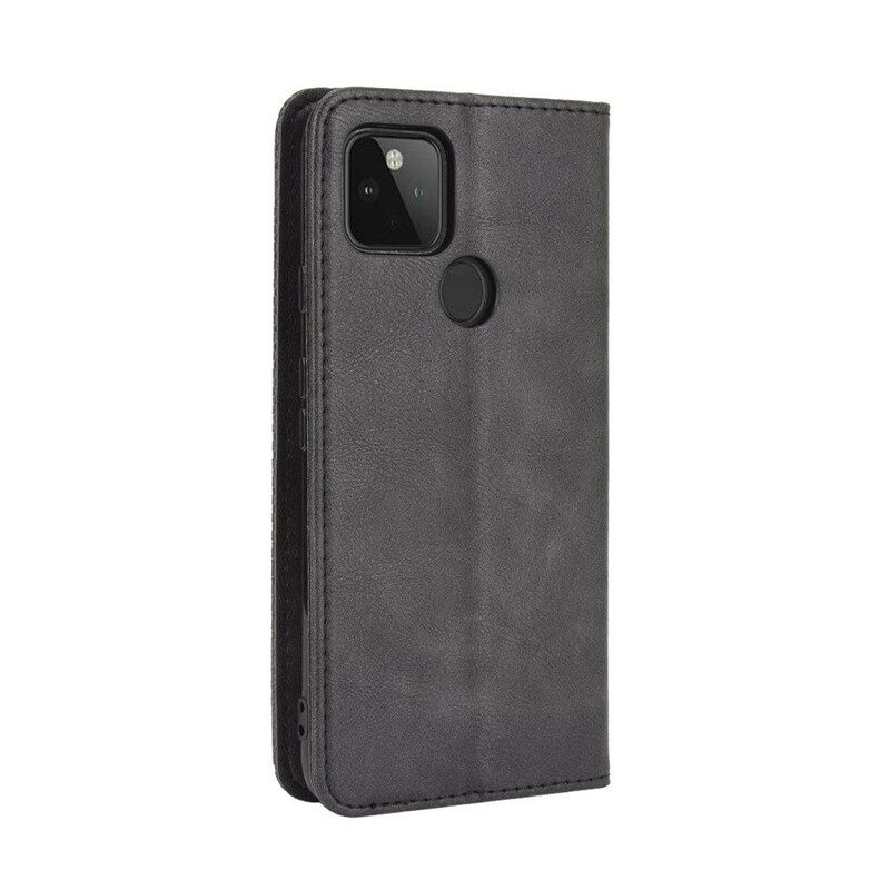 Folio Cover Google Pixel 4A 5G Custodia in pelle 5g Effetto Cuoio Vintage Stilizzato