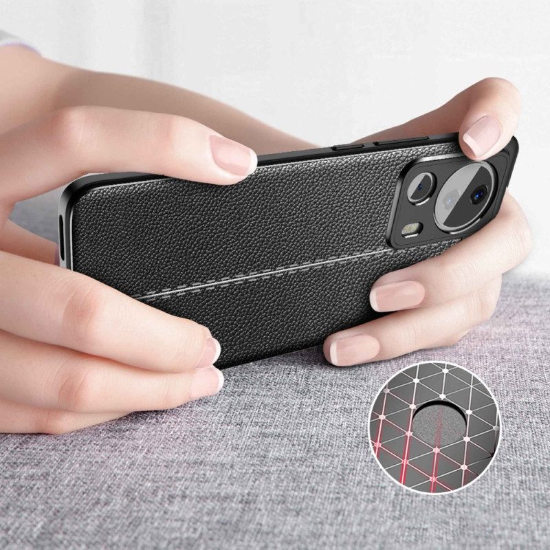 Cover Xiaomi 13 Lite Doppia Linea Litchi Effetto Pelle