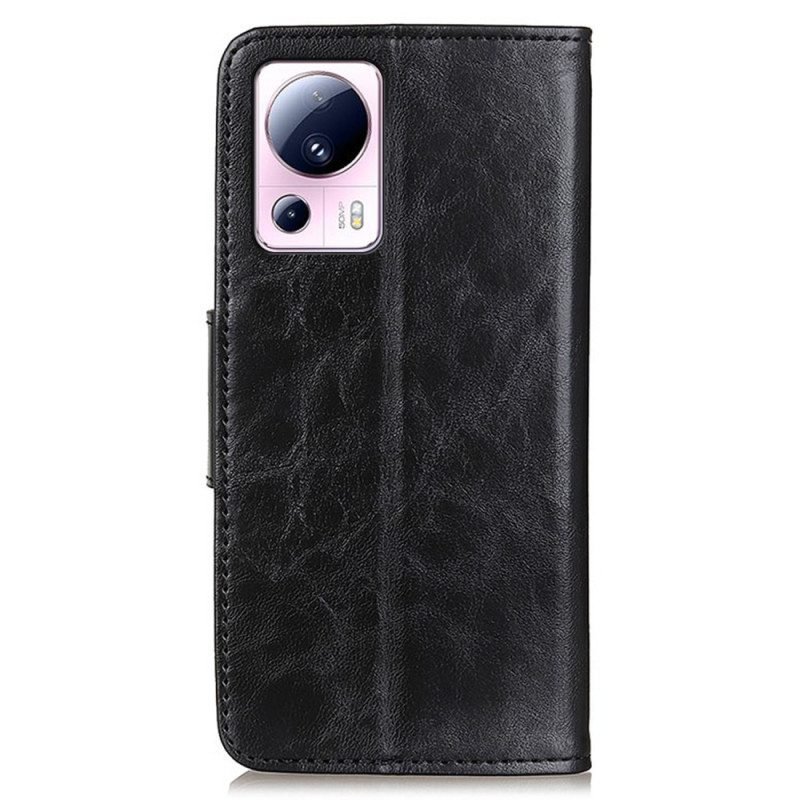 Custodia in pelle Xiaomi 13 Lite Chiusura Reversibile In Pelle Crosta