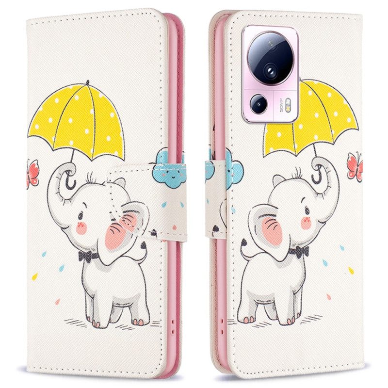 Custodia in pelle Xiaomi 13 Lite Cucciolo Di Elefante