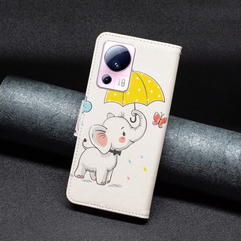 Custodia in pelle Xiaomi 13 Lite Cucciolo Di Elefante