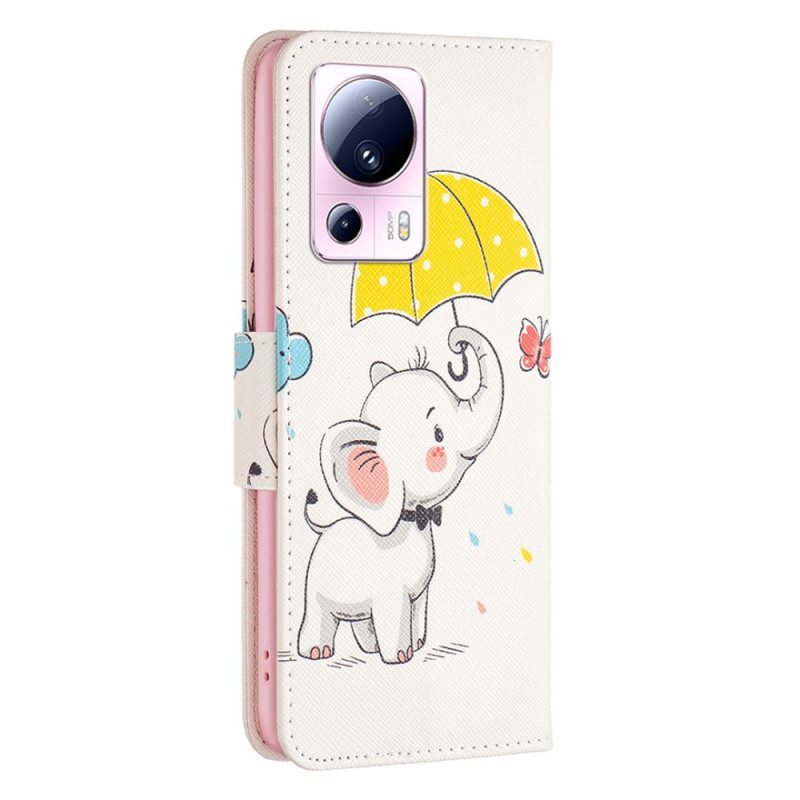 Custodia in pelle Xiaomi 13 Lite Cucciolo Di Elefante