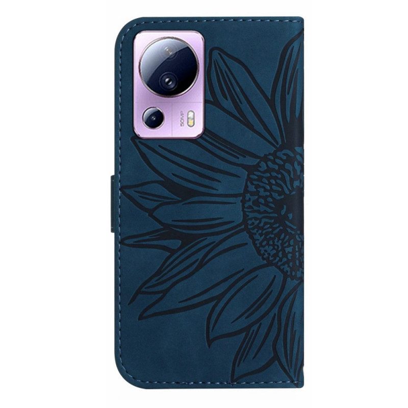 Custodia in pelle Xiaomi 13 Lite Fiore Con Tracolla